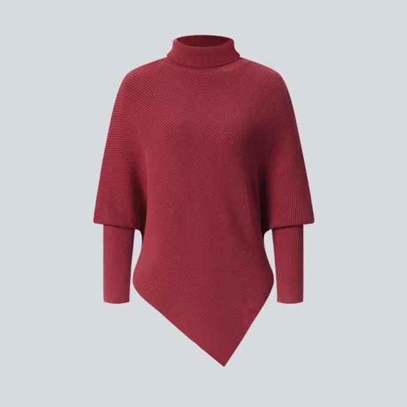 Halara High Neck Long Sleeve Asymmetric Hem Work Sweater - Picture 6 of 12